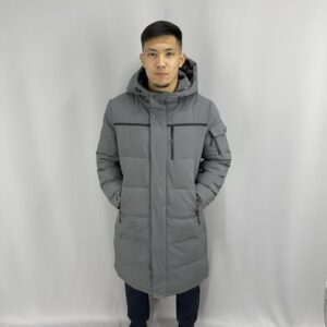 Пуховик Китай длинный 866 серый