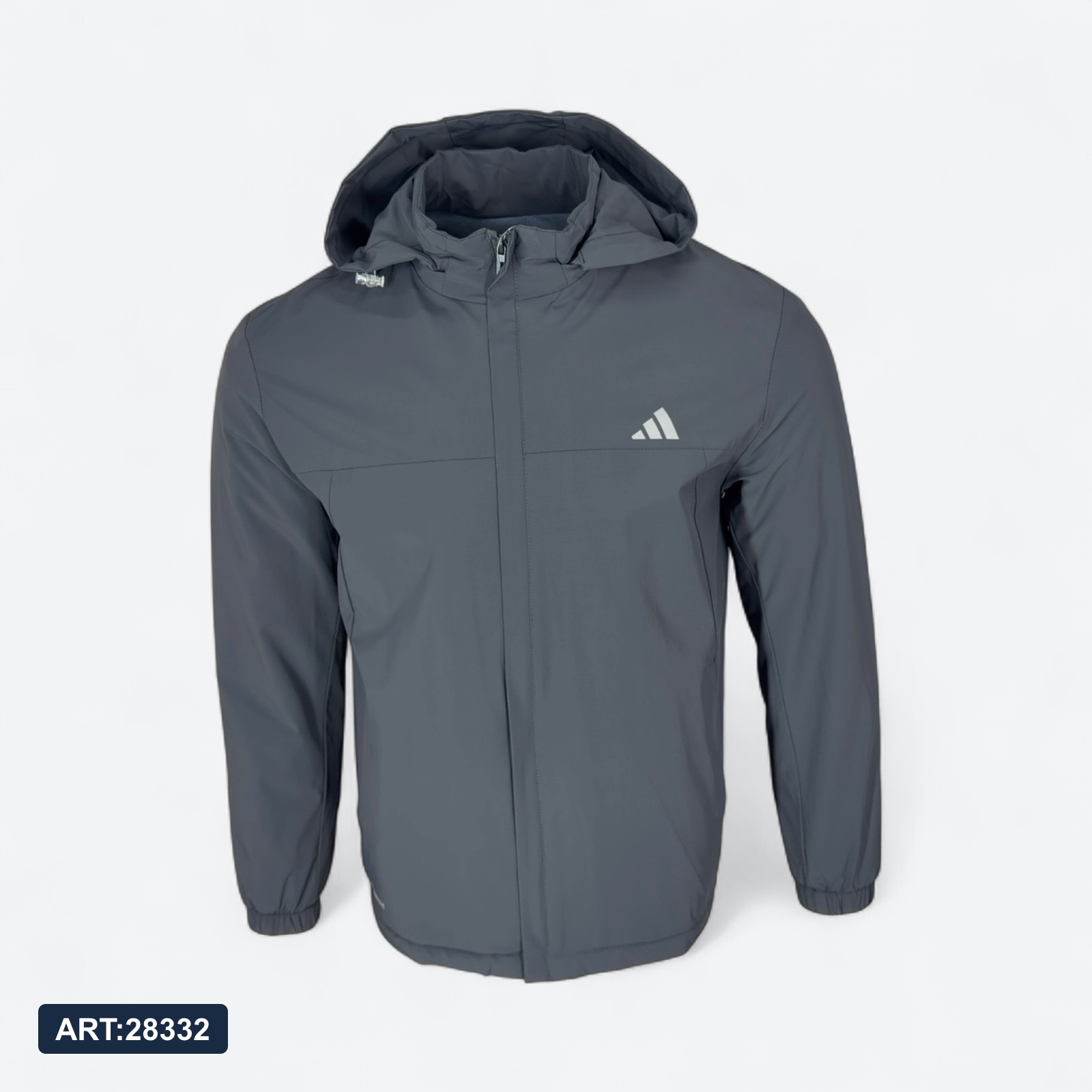 Куртка осеняя Adidas 18375 на флисе тем.серый